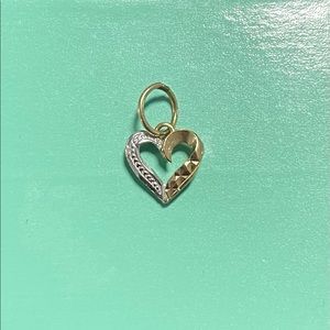10K Solid Yellow and White Gold Heart Charm